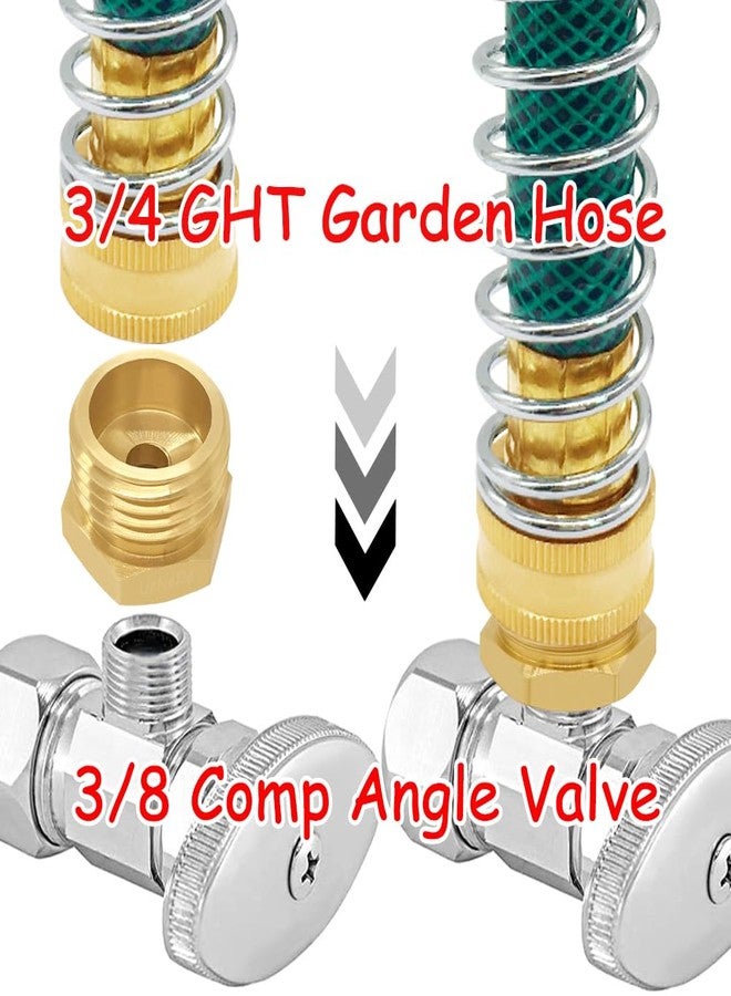 Uenede 2PCS Water Line Adapter, 3/4"GHT Male to 3/8" Compression Female Reducer Bushing, Brass Fitting for Kitchen Bathroom Faucet Supply Line Hose Stop Valve to Garden Hose with Rubber Washer - Image 3